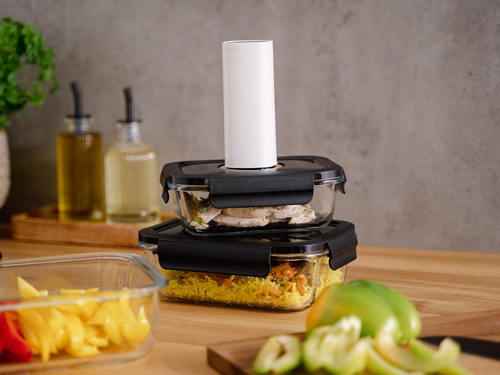 REKTANGULÆR VAKUUM GLASSBEHOLDER – 1040ML – SETT – 4 STK - 4