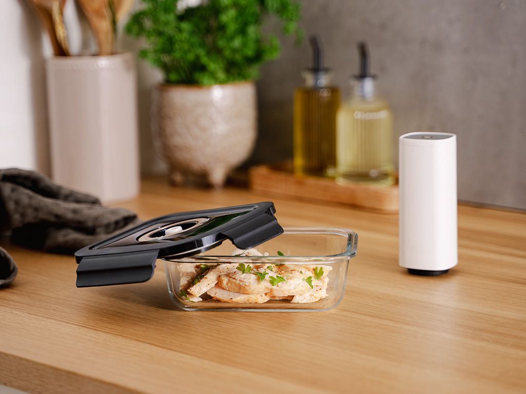 REKTANGULÆR VAKUUM GLASSBEHOLDER – 1040ML – SETT – 4 STK - 2