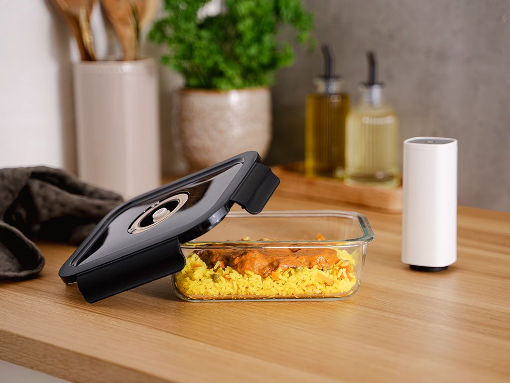 FIRKANTET VAKUUM GLASSBEHOLDER – 1230ML – SETT – 4 STK - 2