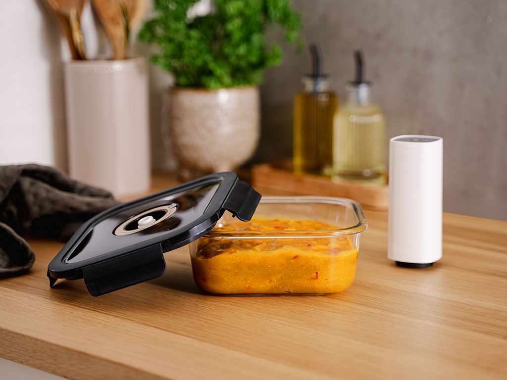 FIRKANTET VAKUUM GLASSBEHOLDER – 800ML