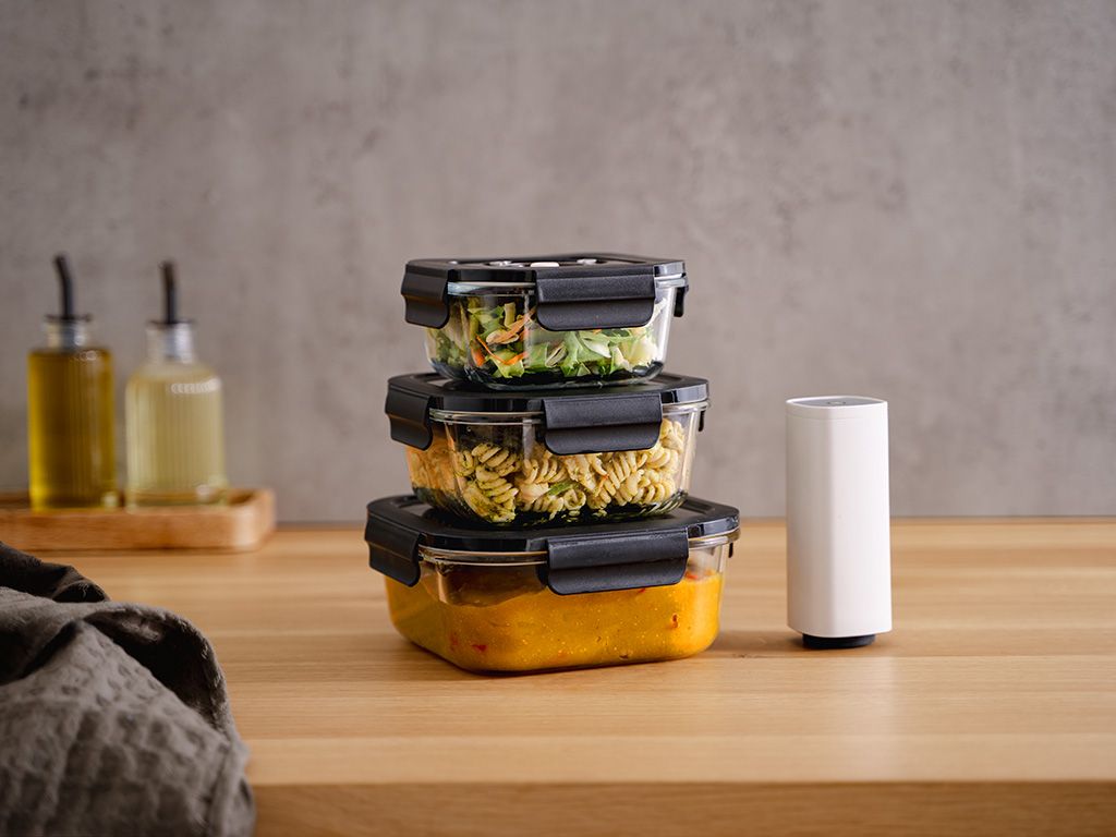 FIRKANTET VAKUUM GLASSBEHOLDER – 525ML – SETT – 4 STK - 5