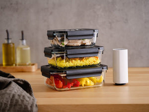 REKTANGULÆR VAKUUM GLASSBEHOLDER – 1480ML – SETT – 4 STK - 3