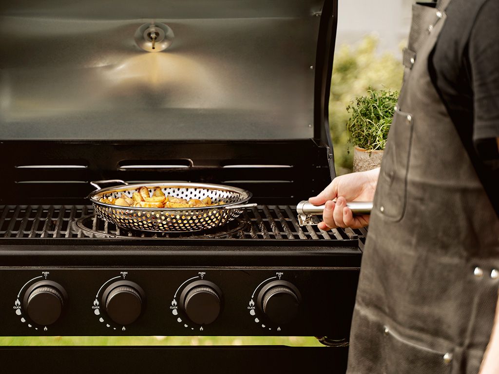 BBQ GRILLPANNE MED AVTAGBART HÅNDTAK 28 CM