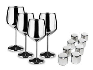 DRIKKEGLASS SETT - VINGLASS AV RUSTFRITT STÅL - 1