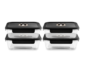 REKTANGULÆR VAKUUM GLASSBEHOLDER – 1040ML – SETT – 4 STK - 1