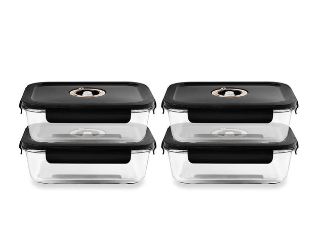 REKTANGULÆR VAKUUM GLASSBEHOLDER – 1040ML – SETT – 4 STK - 1