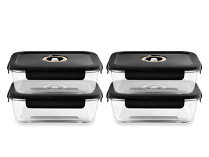 REKTANGULÆR VAKUUM GLASSBEHOLDER – 1480ML – SETT – 4 STK - 1