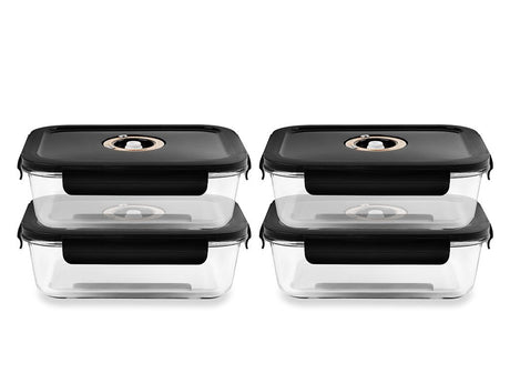 REKTANGULÆR VAKUUM GLASSBEHOLDER – 1480ML – SETT – 4 STK - 1