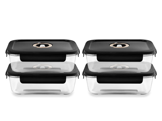 REKTANGULÆR VAKUUM GLASSBEHOLDER – 1480ML – SETT – 4 STK - 1