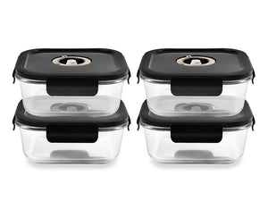 FIRKANTET VAKUUM GLASSBEHOLDER – 1230ML – SETT – 4 STK - 1