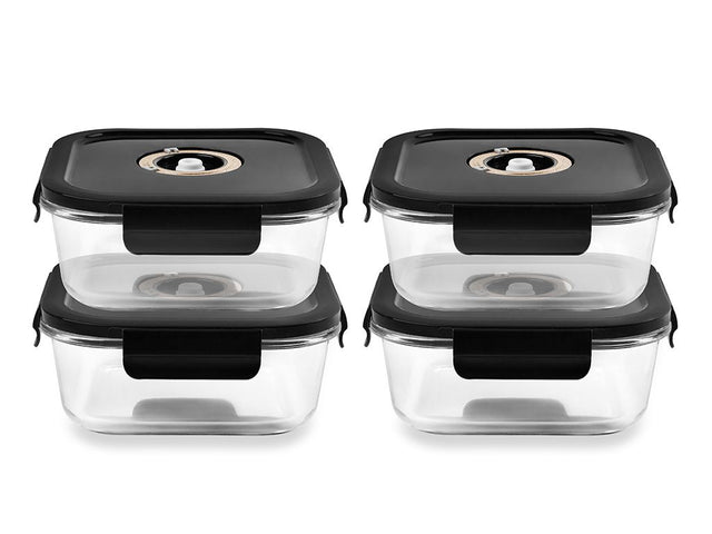 FIRKANTET VAKUUM GLASSBEHOLDER – 1230ML – SETT – 4 STK - 1