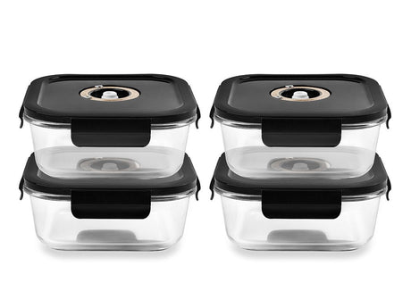 FIRKANTET VAKUUM GLASSBEHOLDER – 1230ML – SETT – 4 STK - 1