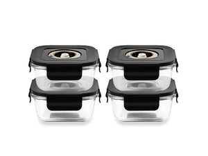 FIRKANTET VAKUUM GLASSBEHOLDER – 525ML – SETT – 4 STK - 1