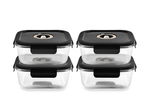 FIRKANTET VAKUUM GLASSBEHOLDER – 800ML – SETT – 4 STK - 1