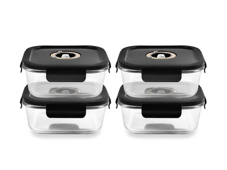 FIRKANTET VAKUUM GLASSBEHOLDER – 800ML – SETT – 4 STK - 1