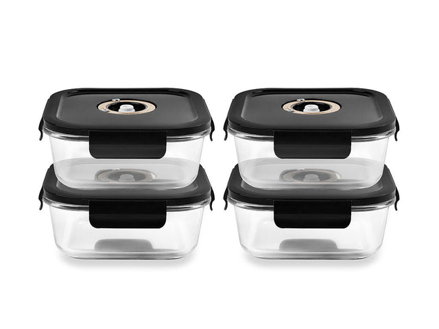 FIRKANTET VAKUUM GLASSBEHOLDER – 800ML – SETT – 4 STK - 1