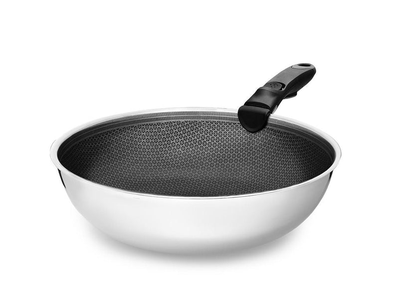WOKPANNE MED AVTAGBART HÅNDTAK 30CM SETT